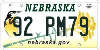 NE license plate 92PM79