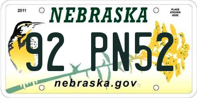 NE license plate 92PN52
