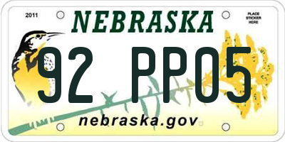 NE license plate 92PP05