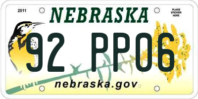 NE license plate 92PP06
