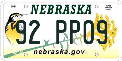 NE license plate 92PP09
