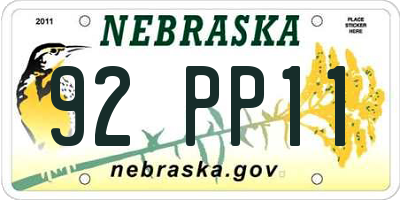 NE license plate 92PP11
