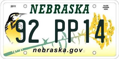NE license plate 92PP14