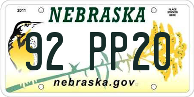 NE license plate 92PP20
