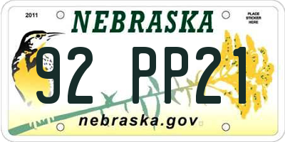 NE license plate 92PP21