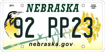 NE license plate 92PP23