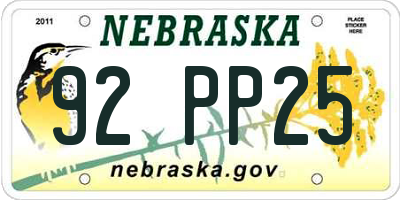 NE license plate 92PP25