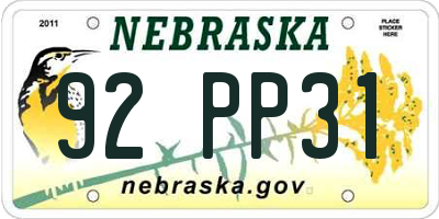 NE license plate 92PP31