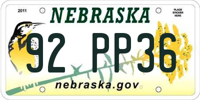 NE license plate 92PP36