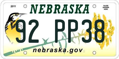 NE license plate 92PP38