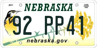NE license plate 92PP41