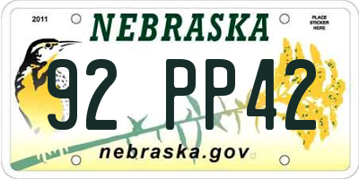 NE license plate 92PP42