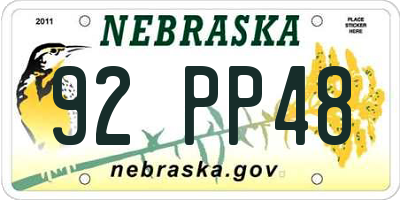 NE license plate 92PP48