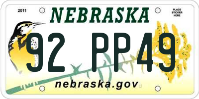 NE license plate 92PP49
