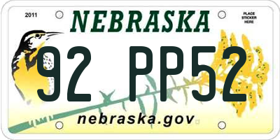 NE license plate 92PP52
