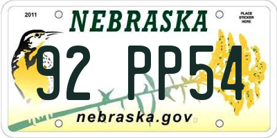 NE license plate 92PP54