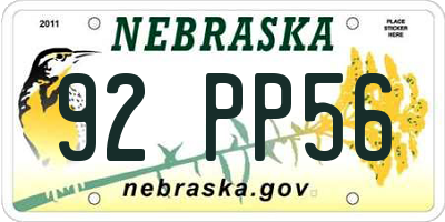 NE license plate 92PP56