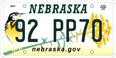 NE license plate 92PP70