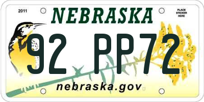 NE license plate 92PP72