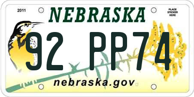 NE license plate 92PP74