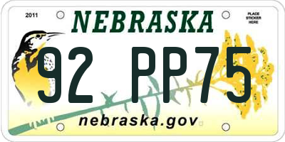NE license plate 92PP75