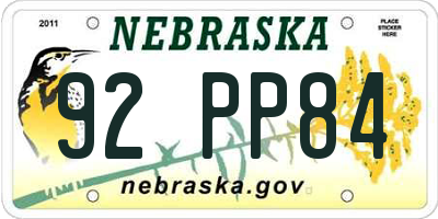 NE license plate 92PP84