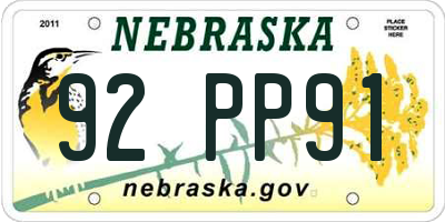 NE license plate 92PP91