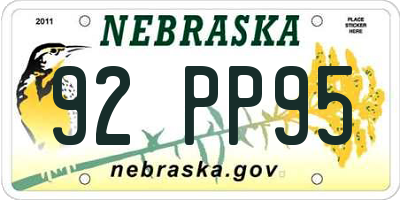 NE license plate 92PP95