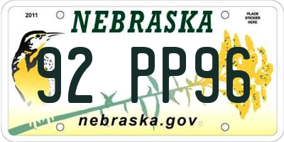 NE license plate 92PP96