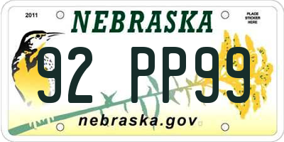 NE license plate 92PP99