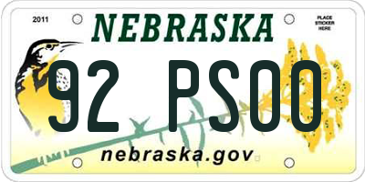 NE license plate 92PS00