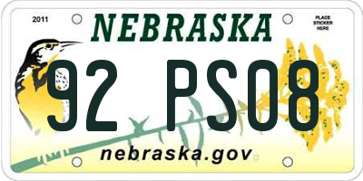 NE license plate 92PS08