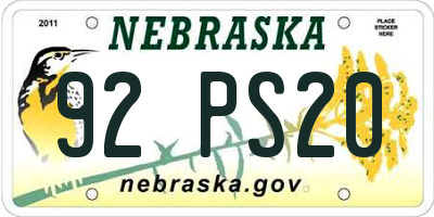 NE license plate 92PS20