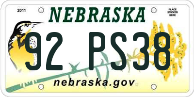 NE license plate 92PS38
