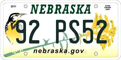 NE license plate 92PS52