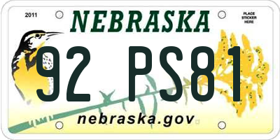 NE license plate 92PS81