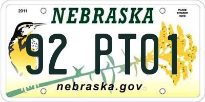 NE license plate 92PT01