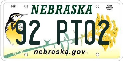 NE license plate 92PT02