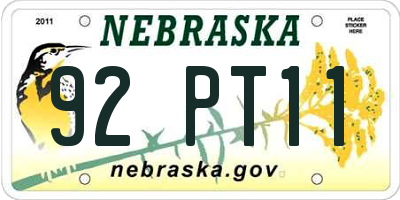 NE license plate 92PT11