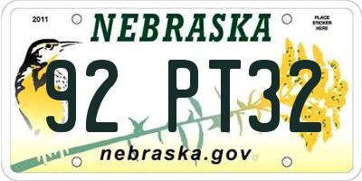 NE license plate 92PT32