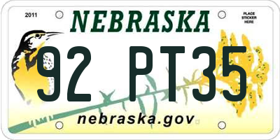 NE license plate 92PT35