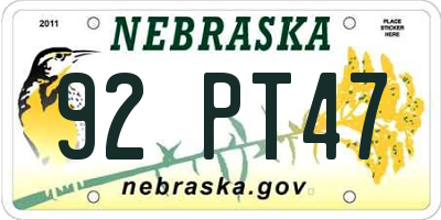 NE license plate 92PT47