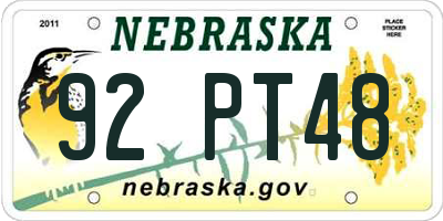 NE license plate 92PT48