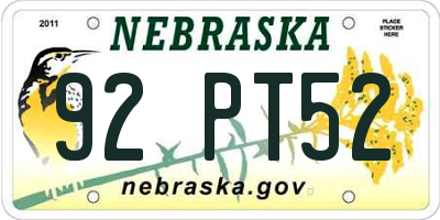 NE license plate 92PT52