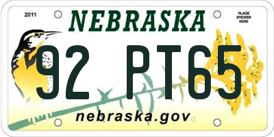 NE license plate 92PT65