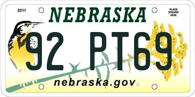 NE license plate 92PT69