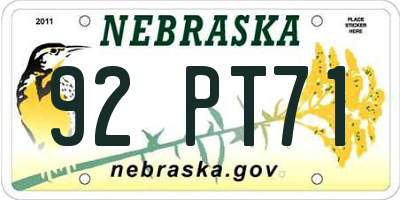 NE license plate 92PT71