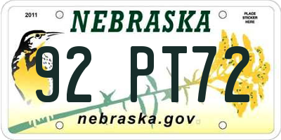 NE license plate 92PT72