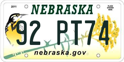 NE license plate 92PT74