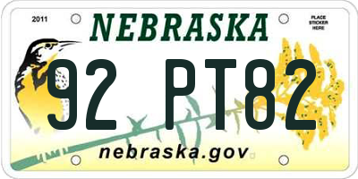NE license plate 92PT82